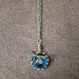 Elegant Blue Dragonfly Pendant Necklace